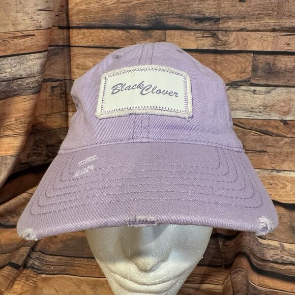 Black Clover Women's Distressed Lilac Golf Cap Hat Live Lucky Adjustable Cotton - Picture 1 of 8